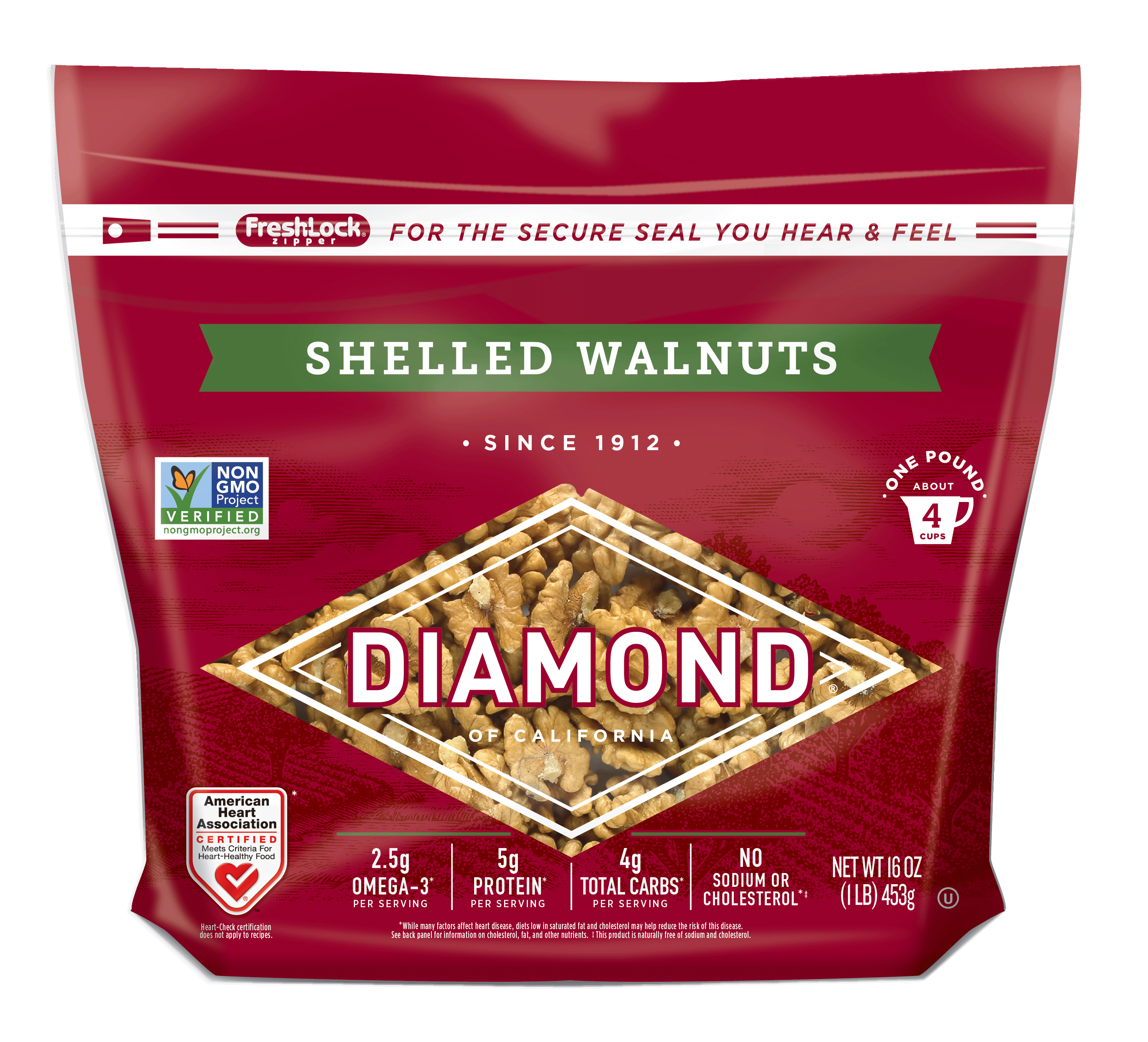 Diamond Brand Shelled Walnuts pouch